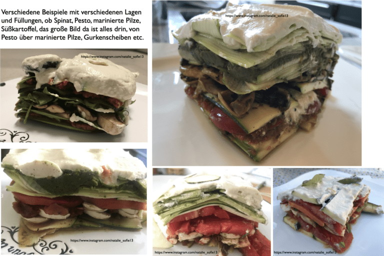 verschiedene Rohkostlasagnen